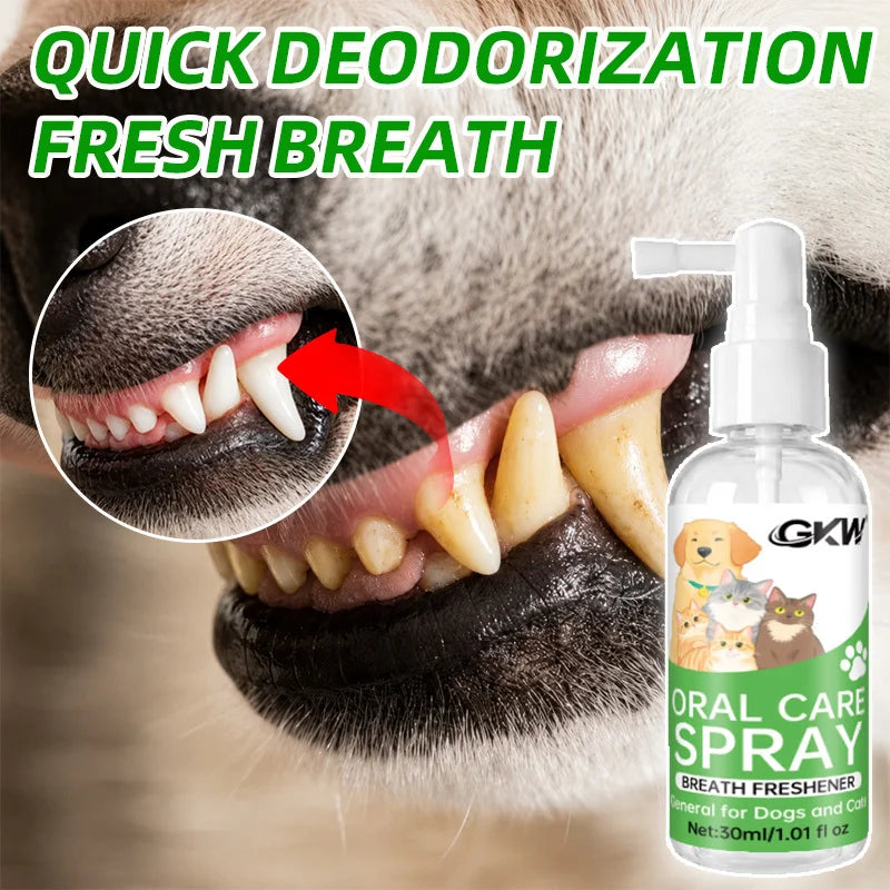 Spray Dental para Animais de Estimação, Não Necessita de Escovação, Limpa os Dentes, Refresca o Hálito, para Gatos e Cães de Todas as Raças, Fórmula Segura, Cuidado Dental Diário