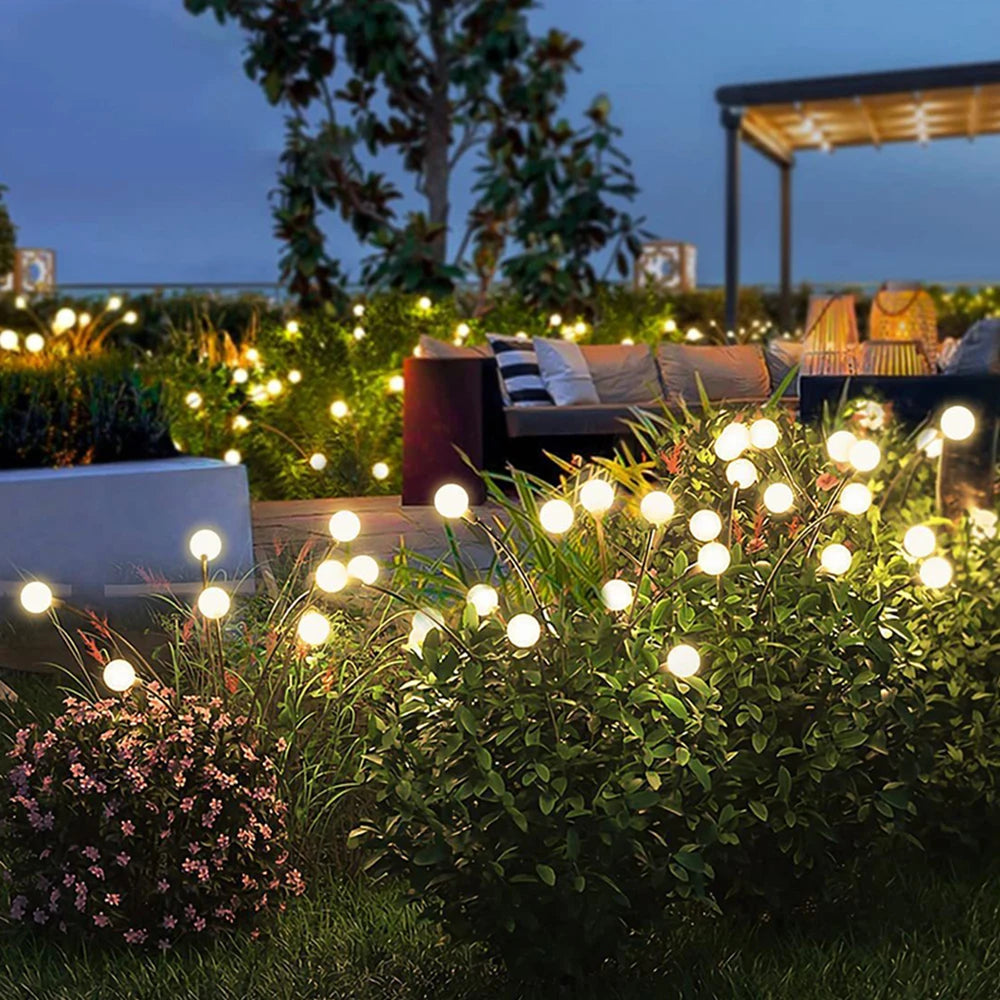 6/8/10led firefly luz solar led, decoração de jardim ao ar livre luzes de paisagem, lâmpadas de gramado, terraço de casa de casamento de natal
