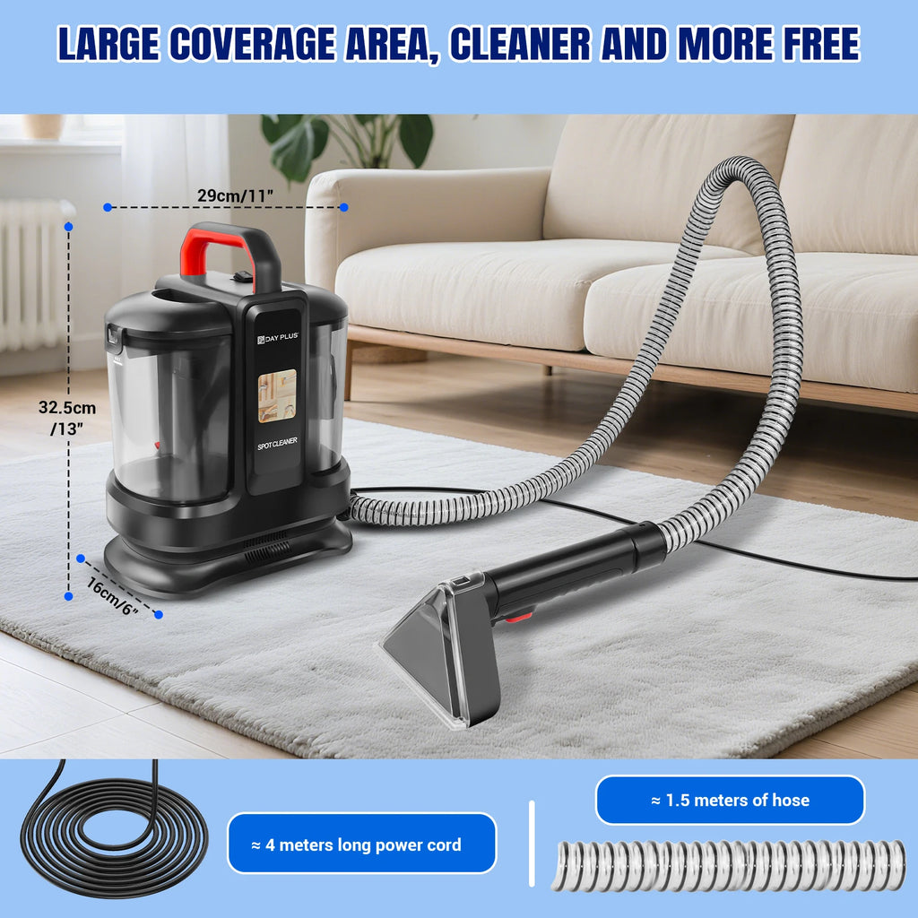 Máquina de Limpeza de Manchas para Casa, Tecidos, Assentos de Carro, Estofados, Resíduos de Animais de Estimação, Sofás e Carpetes, Potência de Sucção de 13Kpa