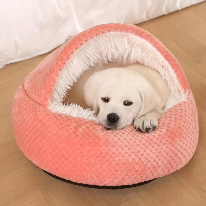 Cama para Animais de Estimação 2 em 1 de Pelúcia Macia 50CM com Capa, Cama Redonda para Gatos, Colchão para Filhotes, Ninho Quente para Cães e Gatos