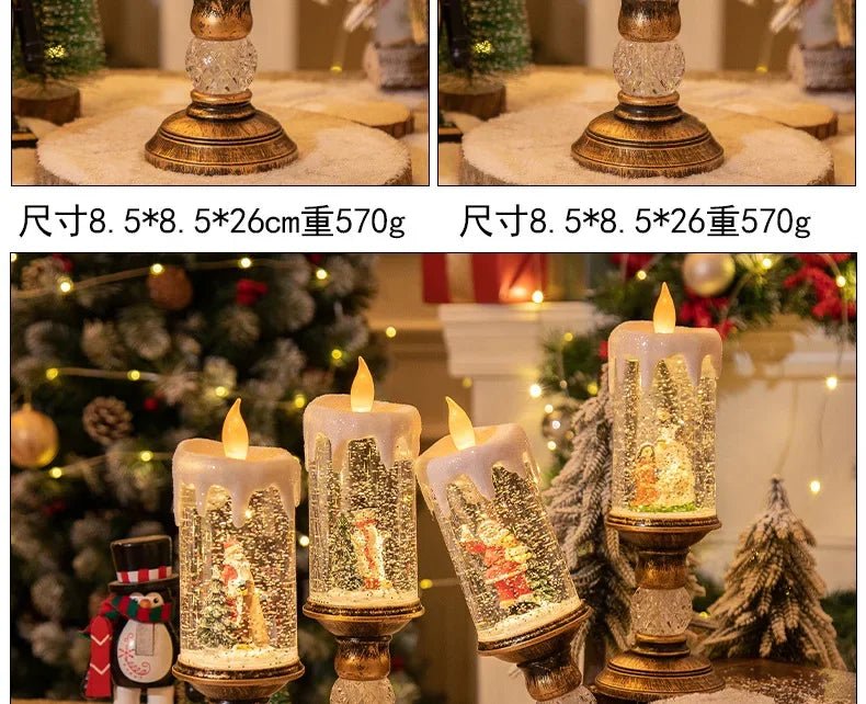 Crystal Snow Candles Lights para Decorações de Natal, Scene Layout, Holiday Gifts, Children's Birthday Gifts