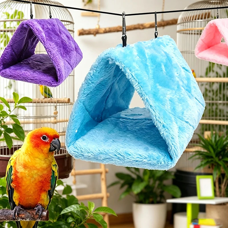 Cama de Inverno para Pássaros, Ninho de Pelúcia Quente para Pássaros de Estimação e Papagaios, Tenda Suspensa para Dormir e Incubar, Acessórios para Pássaros