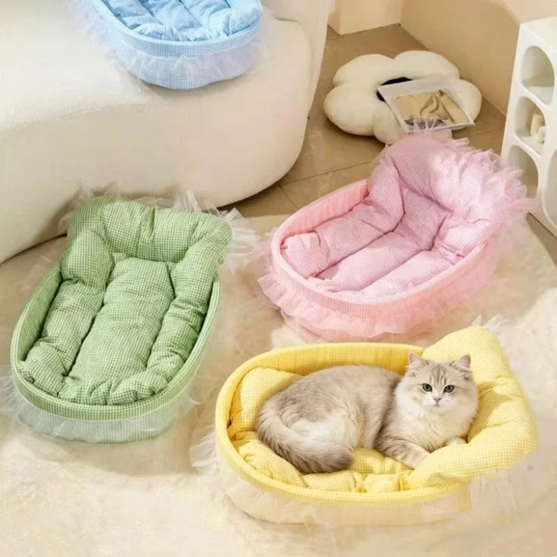 Cama para Gatos Cor Macaron, Casinha para Cães Pequenos, Removível, Lavável, Universal para Quatro Estações, Macia e Quente
