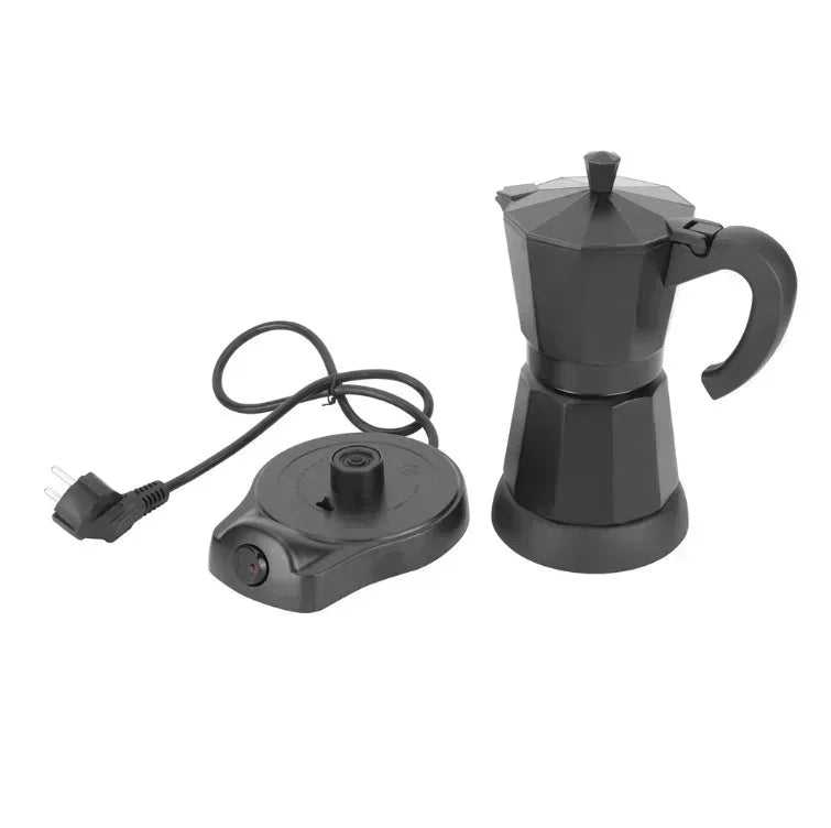 Cafeteira elétrica de alumínio 220v 300ml, estilo italiano, com plugue europeu, para uso doméstico, rápida e conveniente.