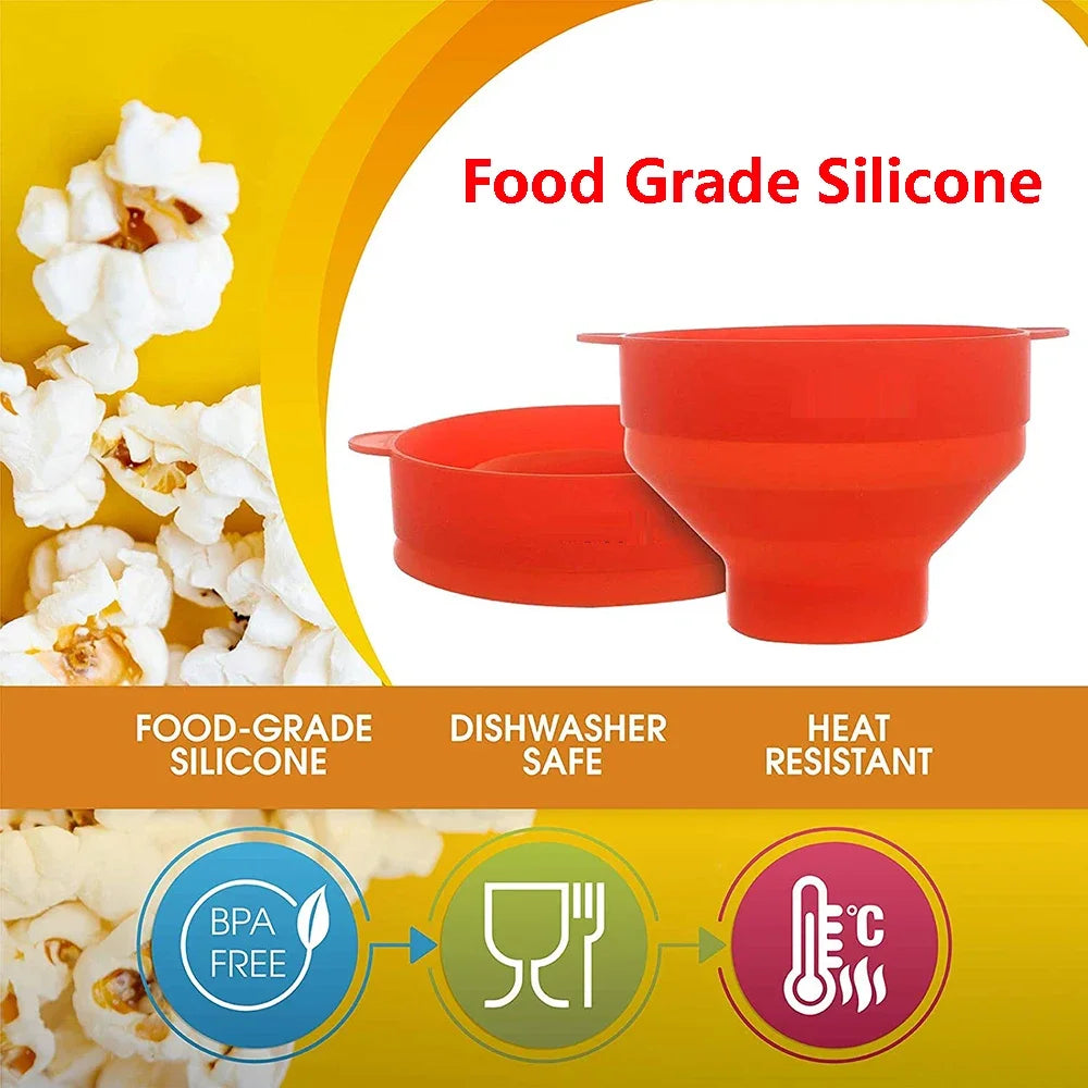 Diy fazer pipoca balde tigela com tampa tigelas microondas silicone pipoca fabricante de grau alimentício dobrável alta qualidade cozinha ferramentas fáceis
