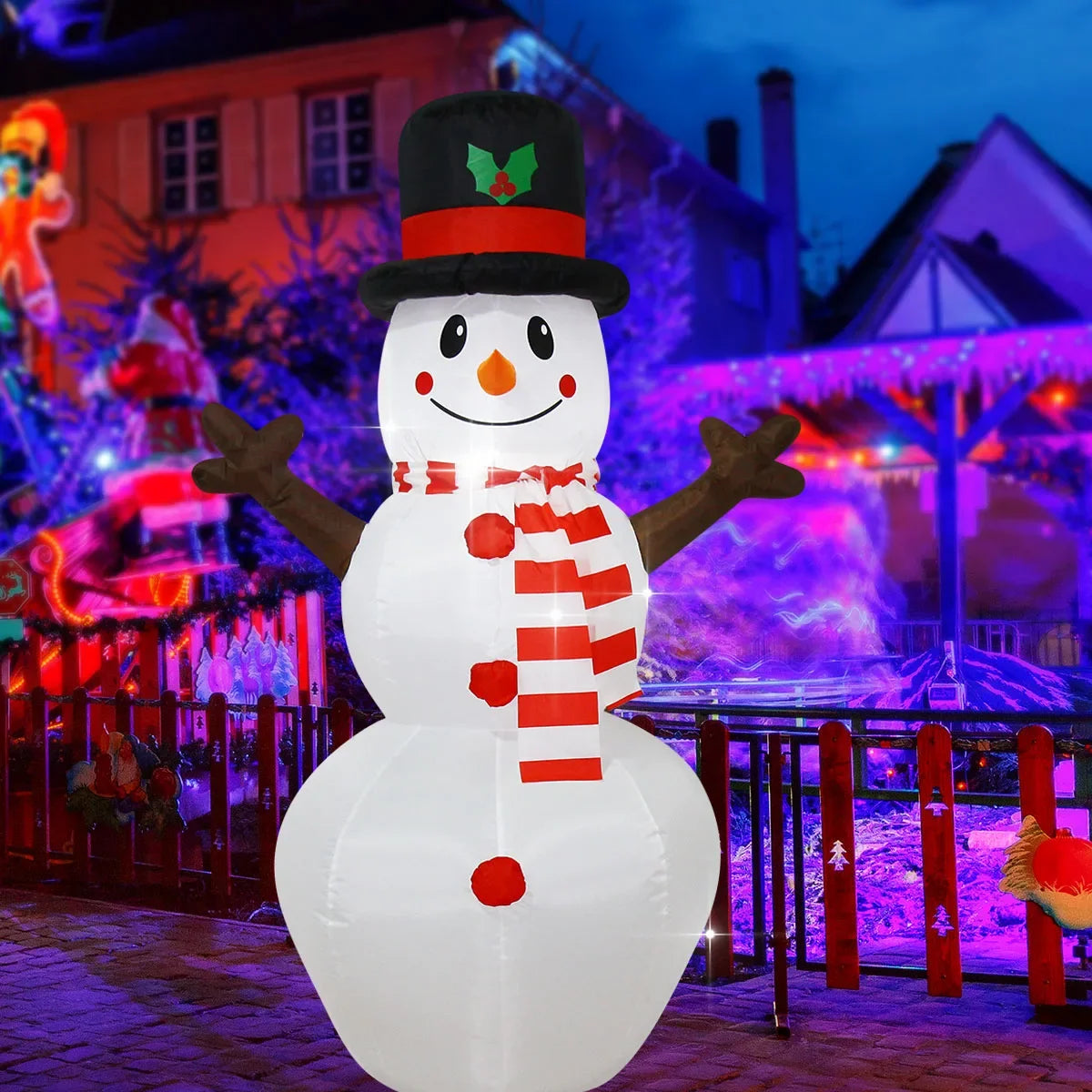 Decorações infláveis de natal-ramo boneco de neve, papai noel, homem de gengibre, saco de presente boneco de neve luz led decorações de gramado