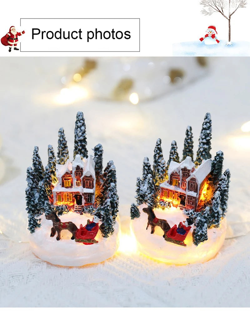 Decorações de natal led luzes da noite luminosa micro paisagem casa presente criativo das crianças natal ano novo ornamentos