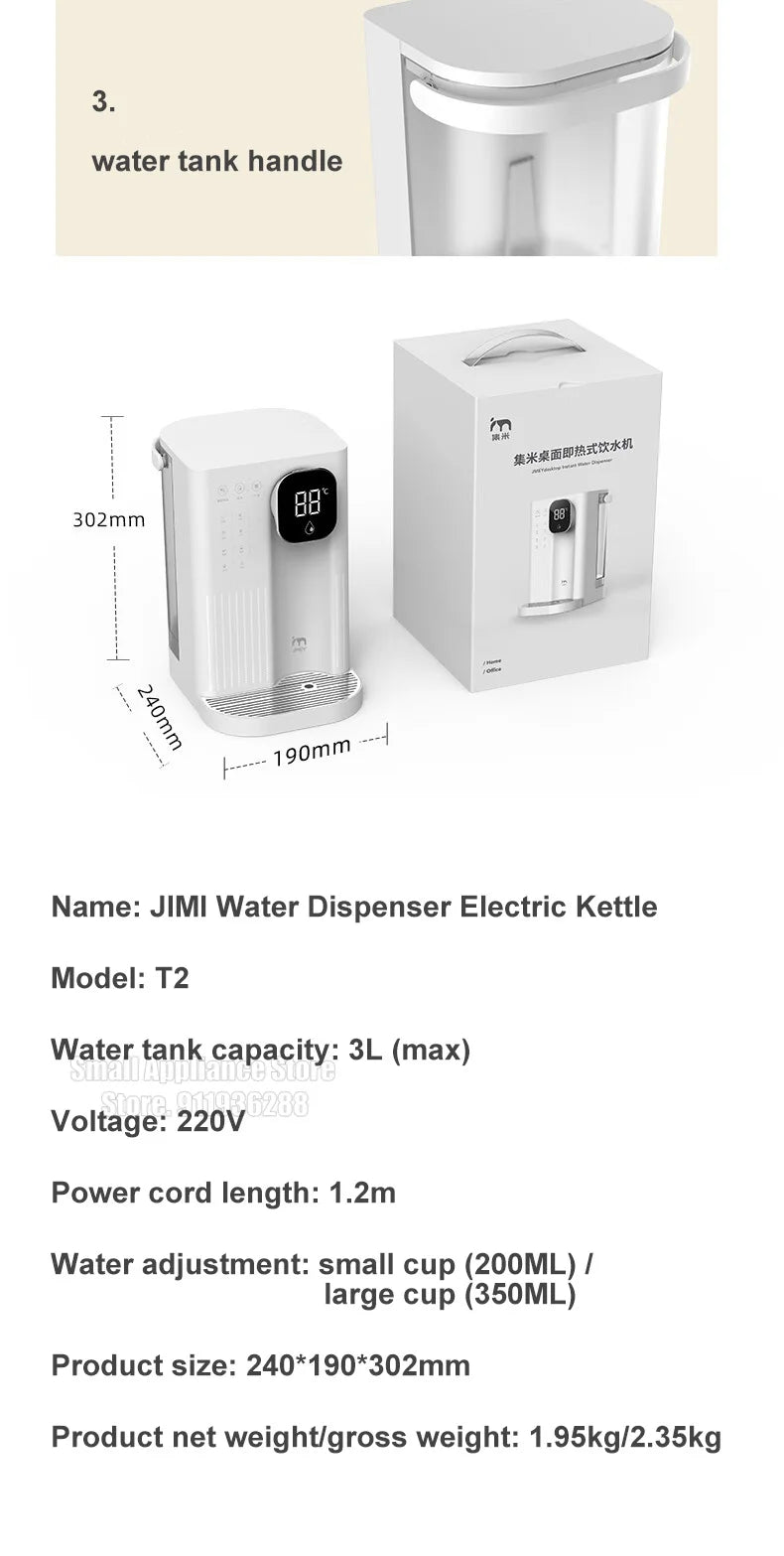 Jmeye dispensador de água de calor instantâneo portátil casa escritório chá fabricante dois métodos enchimento água aquecedor desktop purificador água