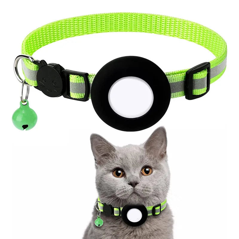 Coleira para Gato Airtag, Fivela de Segurança Refletiva com Sino, Coleira GPS Ajustável Anti-Perda para Gatinhos e Filhotes Kasa & Pet