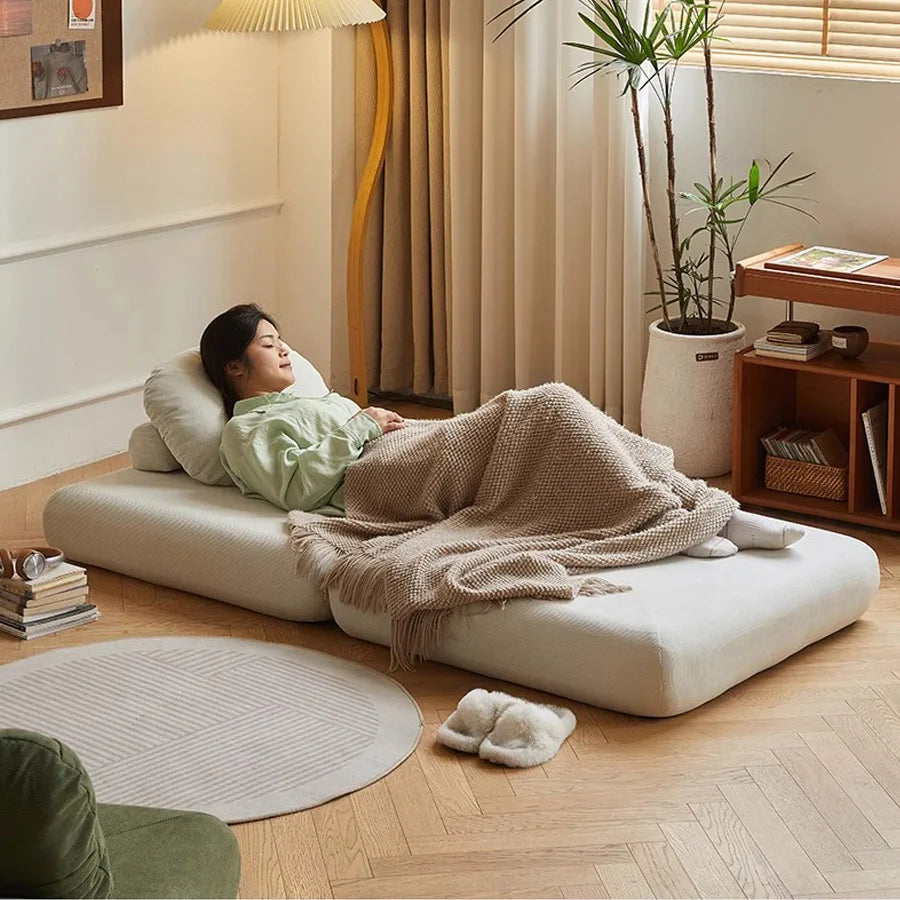 Sofá Individual de Tecido, Sofá-Cama Batata Doce, Tatami Dobrável de Tamanho Pequeno para Sala de Estar, Sofá Preguiçoso Bloco de Tofu
