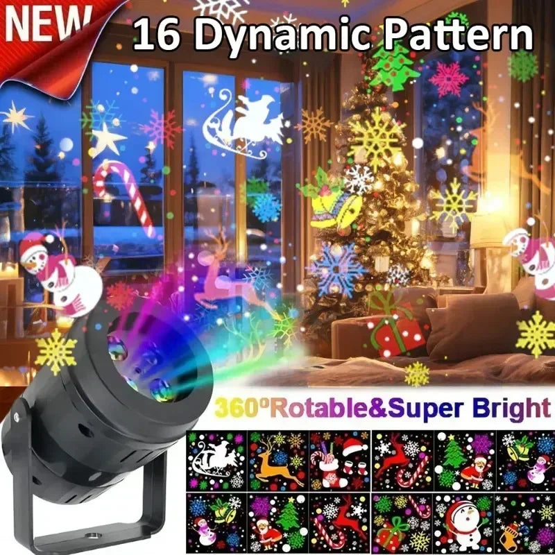 16 padrões de luzes de projetor de natal rotativa decoração de natal ao ar livre/interno projetor led para festa de férias decoração de natal