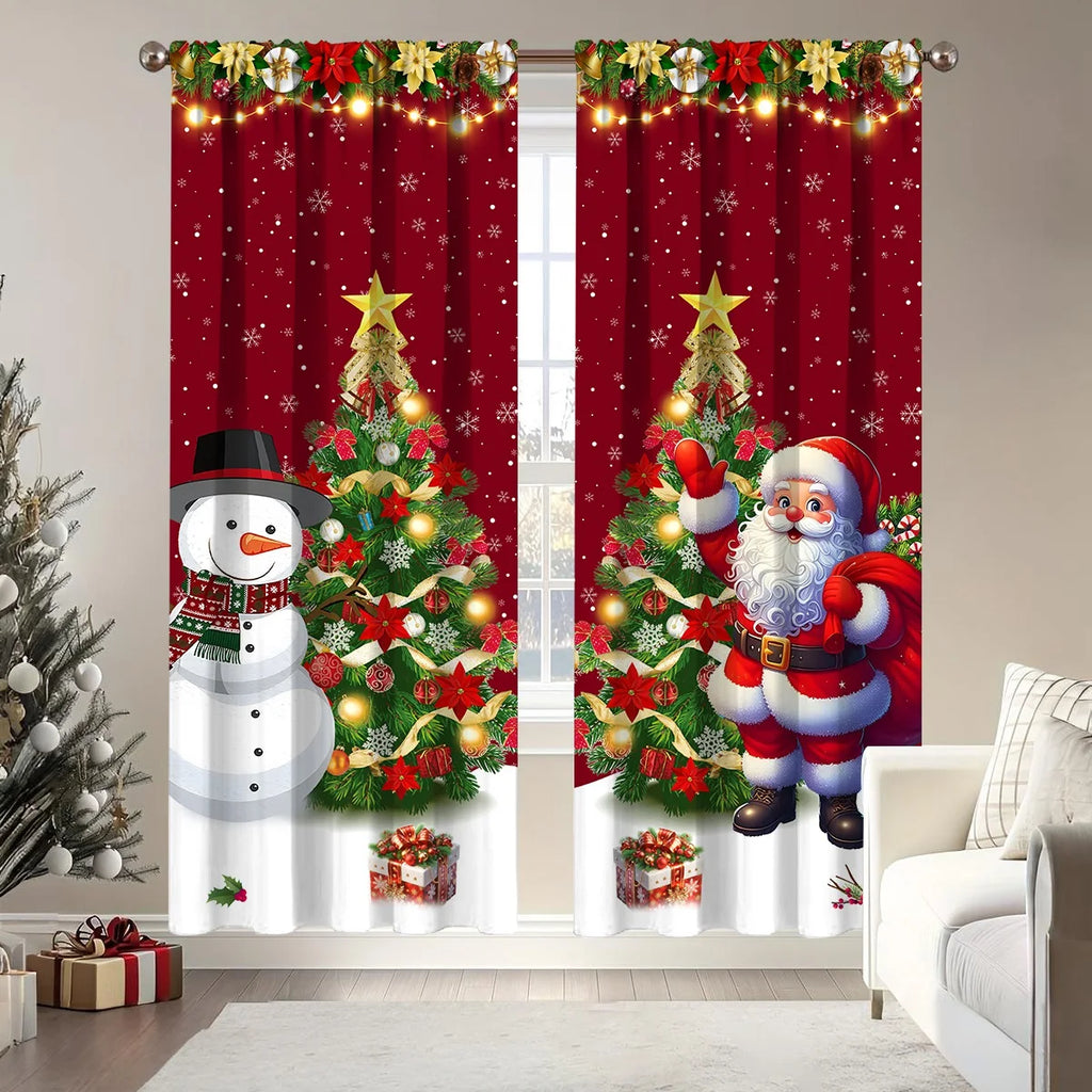 1/2 peças de cortina de Natal, decoração de Feliz Natal para casa, cortina de Natal 2025, enfeites de janela, presente de Natal 2026.