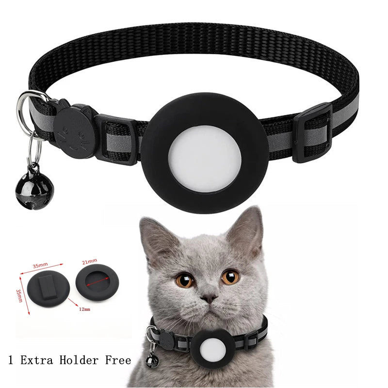 Coleira para Gato Airtag, Fivela de Segurança Refletiva com Sino, Coleira GPS Ajustável Anti-Perda para Gatinhos e Filhotes