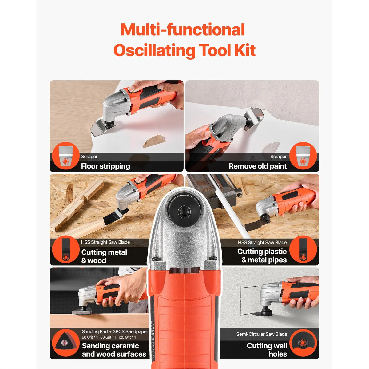 "2.2Amp Electric Oscillating Multi-Tool Kit with 22,000 OPM & 2.8 Oscillation Angle-Corded"