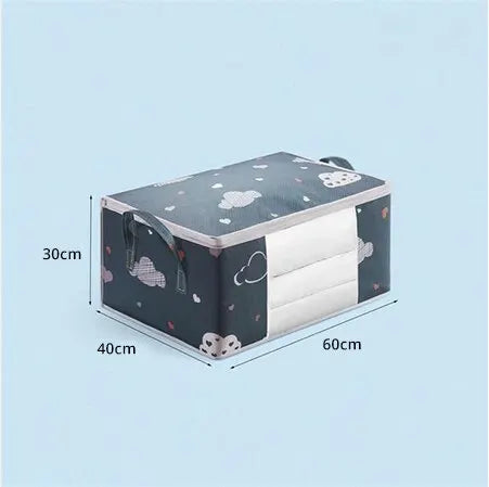 Bolsa organizadora de armazenamento de roupas de grande capacidade com alça reforçada, adequada para cobertores e roupa de cama, dobrável com zíper resistente.