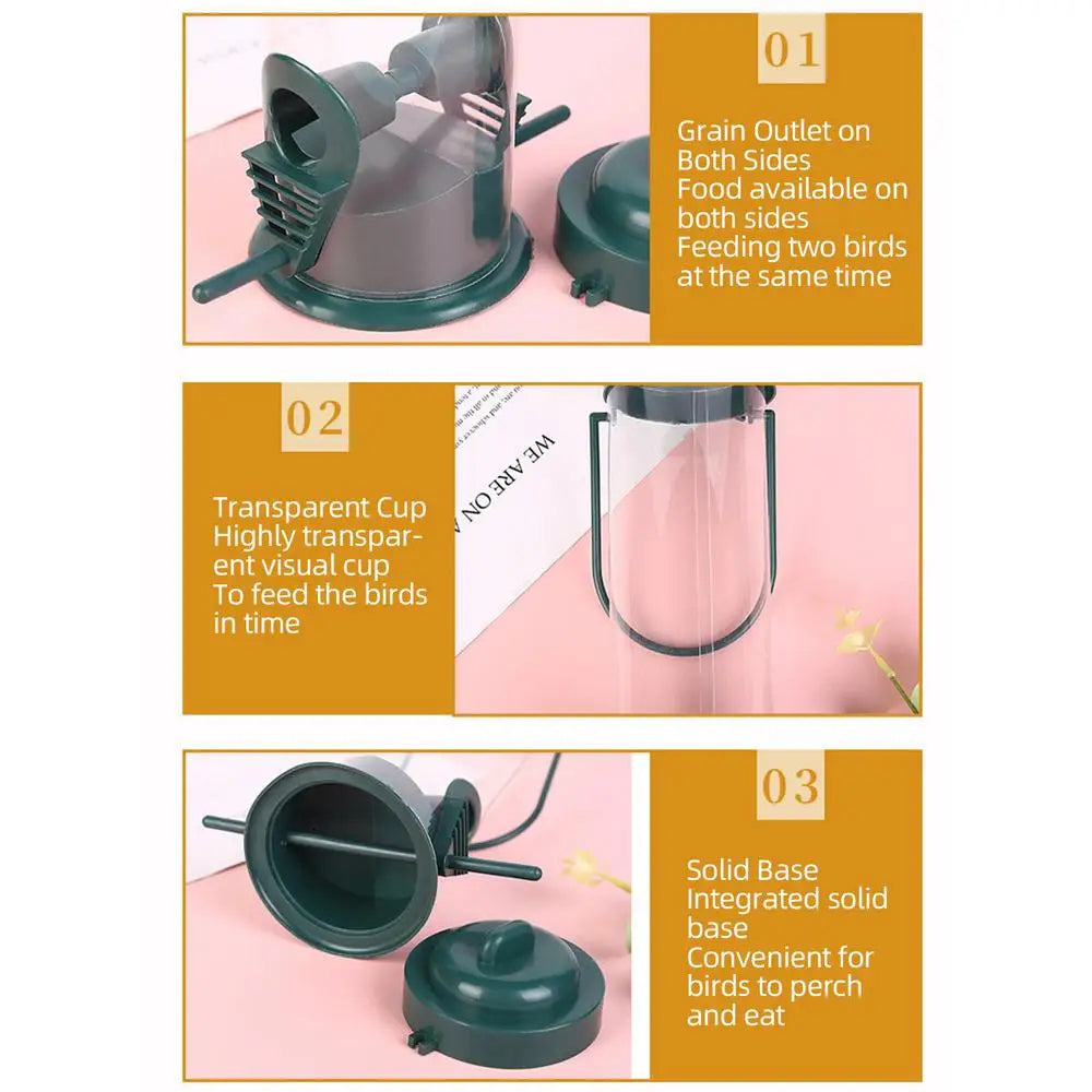 Alimentador de pássaros pendurado à prova de esquilo recipiente de comida de pássaros pp dispensador de comida de pássaros recipiente tubular alimentadores de pássaros para suprimentos para animais de estimação