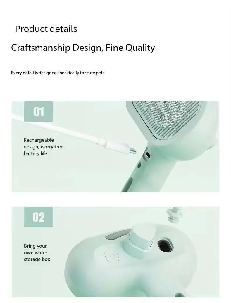 Pet Spray Hair Comb Pet Hair Remover Cleaning Brush Cats Grooming Dog Accessories Tools Dematting Water Mist Humidifier Comb