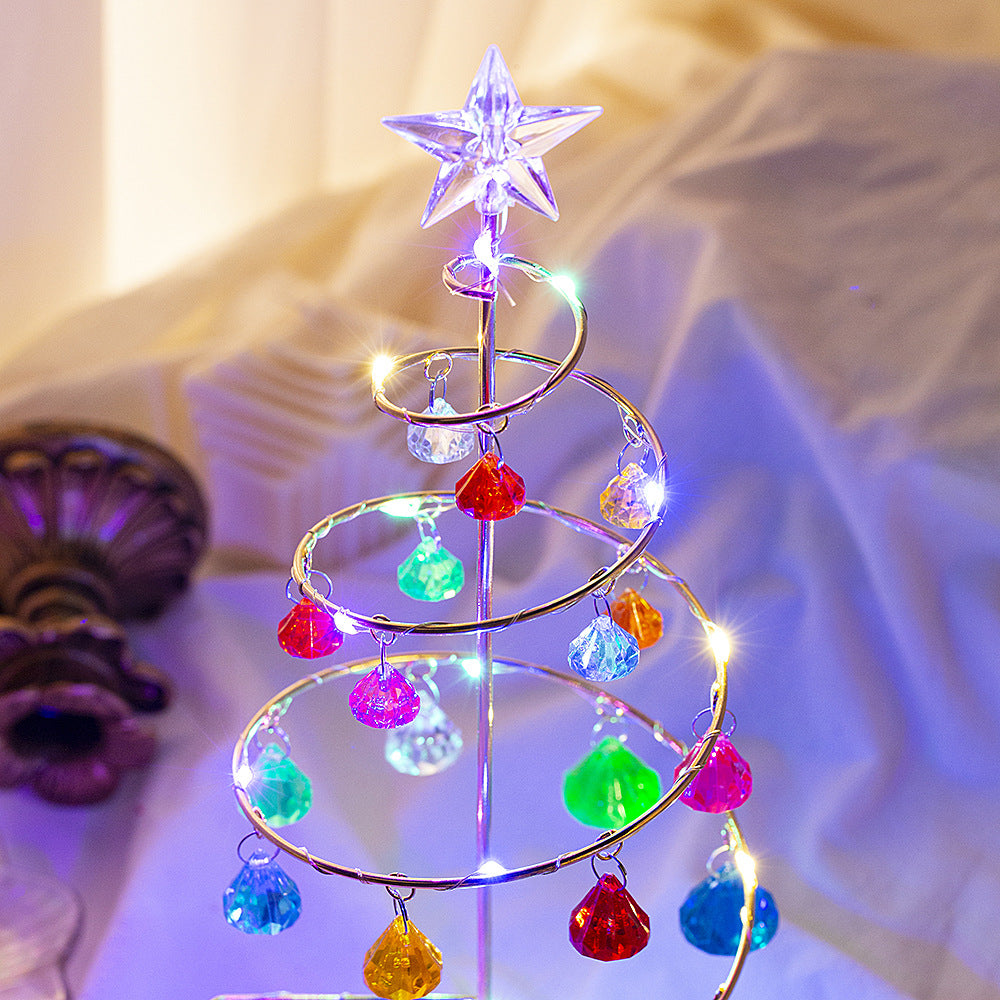 Galvanizado Árvore De Ferro LED Luzes Noturnas, Cristal Luminoso, Decoração De Mesa, Presentes De Natal