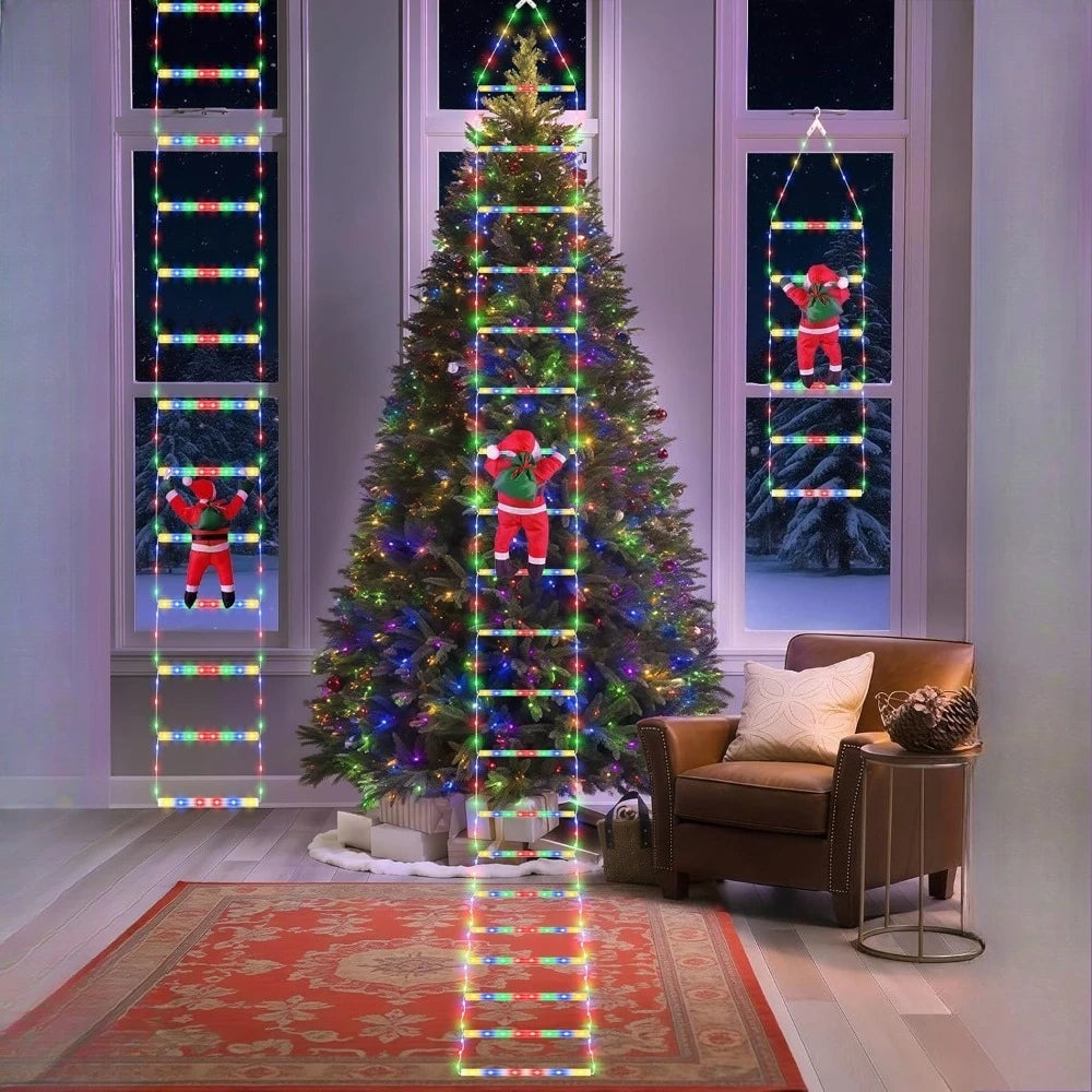 Decoração de natal 2025 papai noel escada de escalada decoração do quarto casa jardim ao ar livre árvore cristmas ornamento presente led