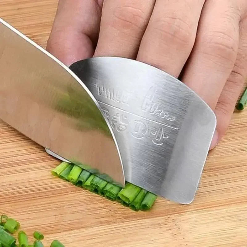 1 pçs ferramenta de cozinha de aço inoxidável mão dedo protetor faca corte fatia guarda segura