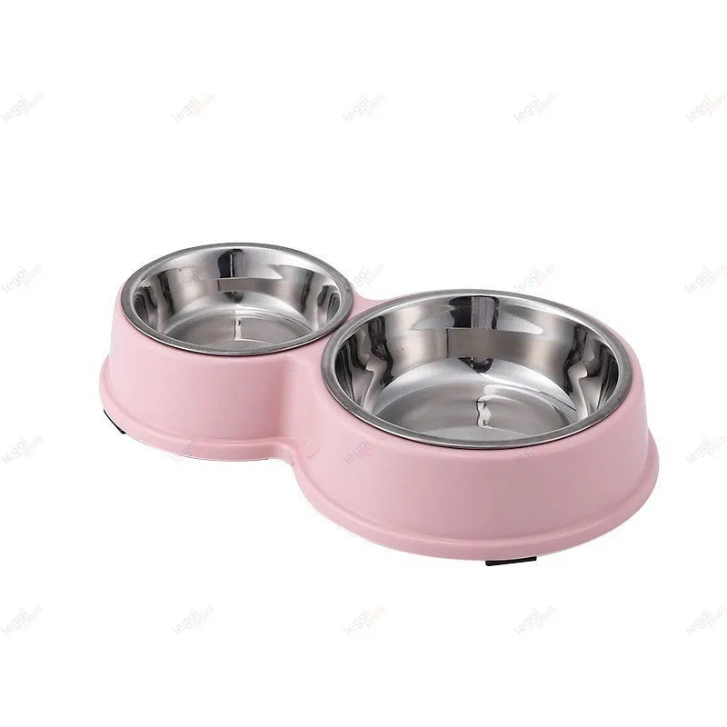 Comedouro Bebedouro Duplo Aço Inox Base Antiderrapante para Caes e Gatos Facil de Limpar
