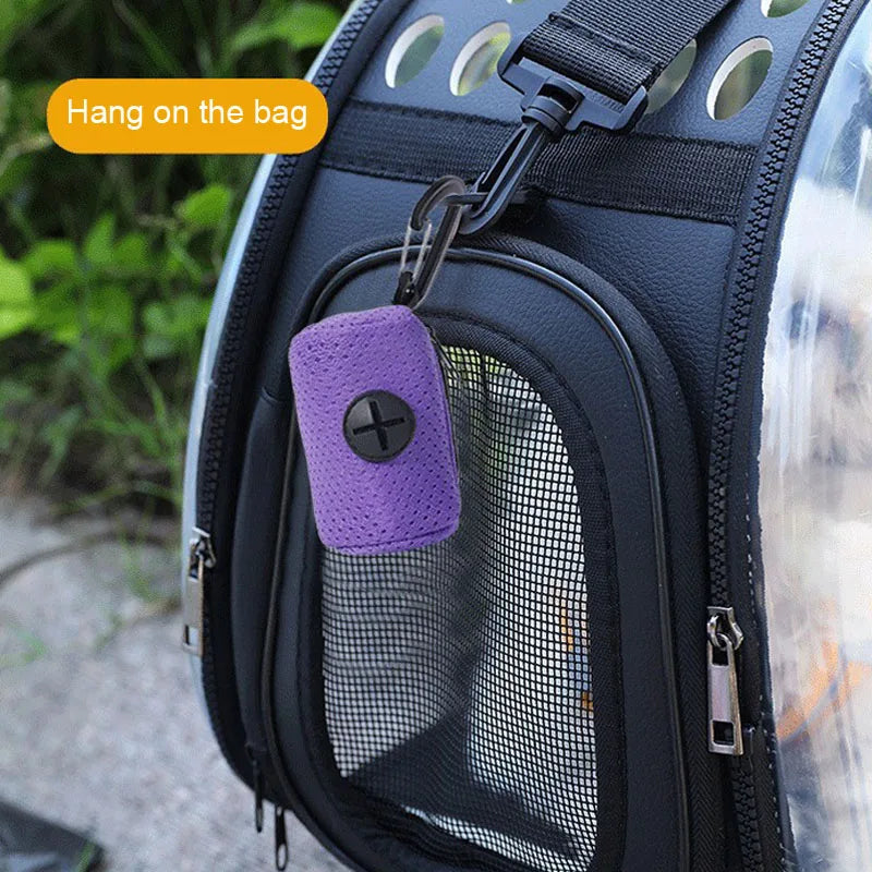Saco de armazenamento para cocô de animais de estimação, dispensador de tecido de malha, coleira, saco de resíduos, suprimentos para animais de estimação para atividades ao ar livre