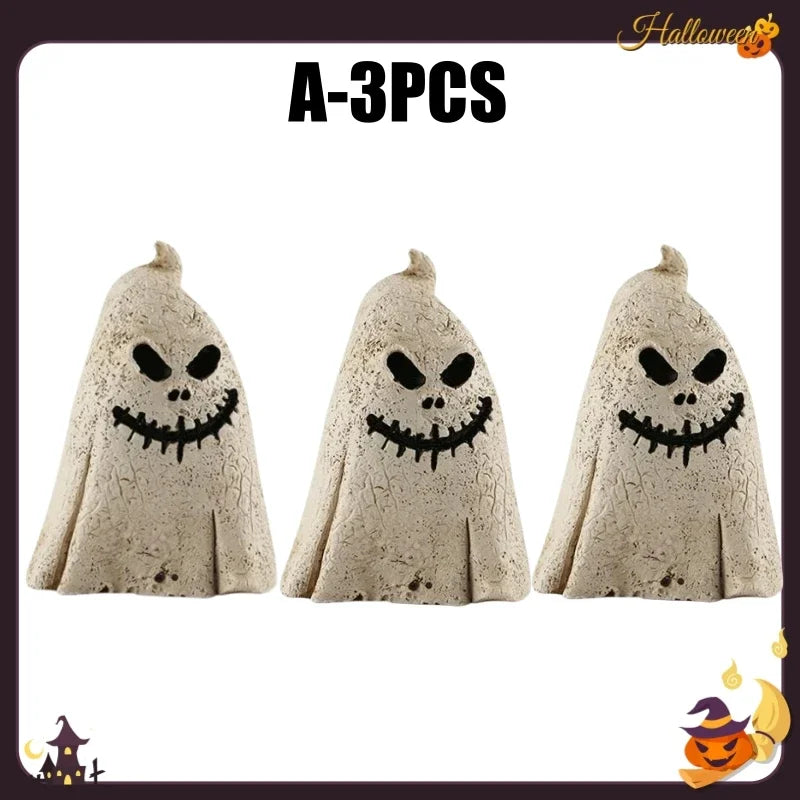 Decoração de Halloween: Fantasma, Abóbora e Múmia - Enfeite de Resina Assustador para Mesa, Perfeito para Noite de Halloween, Sala de Estar e Festas
