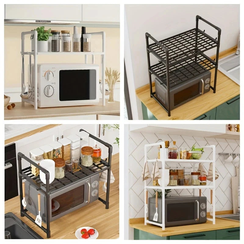Prateleira para guardar o micro-ondas na bancada da cozinha, prateleira de vários níveis para guardar temperos, utilizada para guardar utensílios de cozinha na bancada.