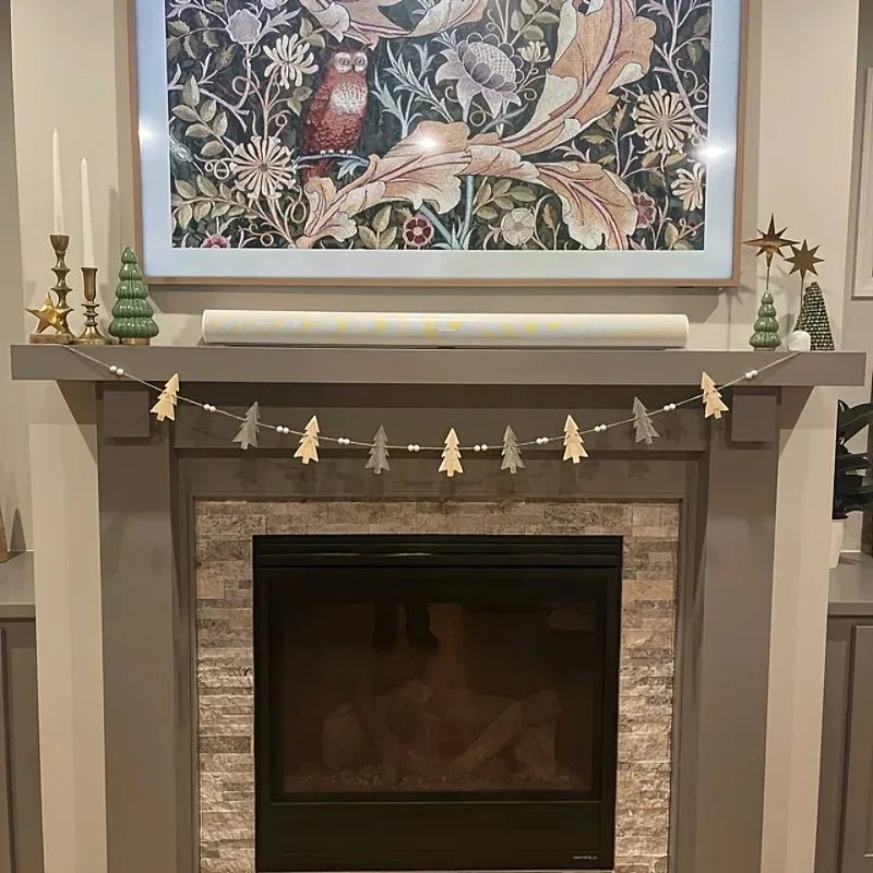 Guirlanda de Madeira de Natal com Árvores e Contas para Decoração de Lareira em Férias de Inverno - Kasa & Pet
