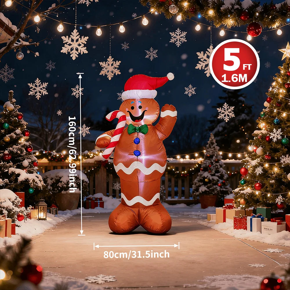 Decorações infláveis de natal-ramo boneco de neve, papai noel, homem de gengibre, saco de presente boneco de neve luz led decorações de gramado