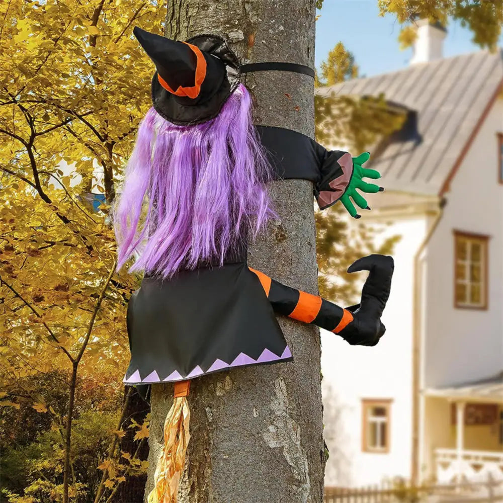 Halloween Crashing Witch na árvore, Bruxa Voadora Clássica, Decoração ao ar livre, Quintal, Gramado, Pátio, Alpendre, Decoração