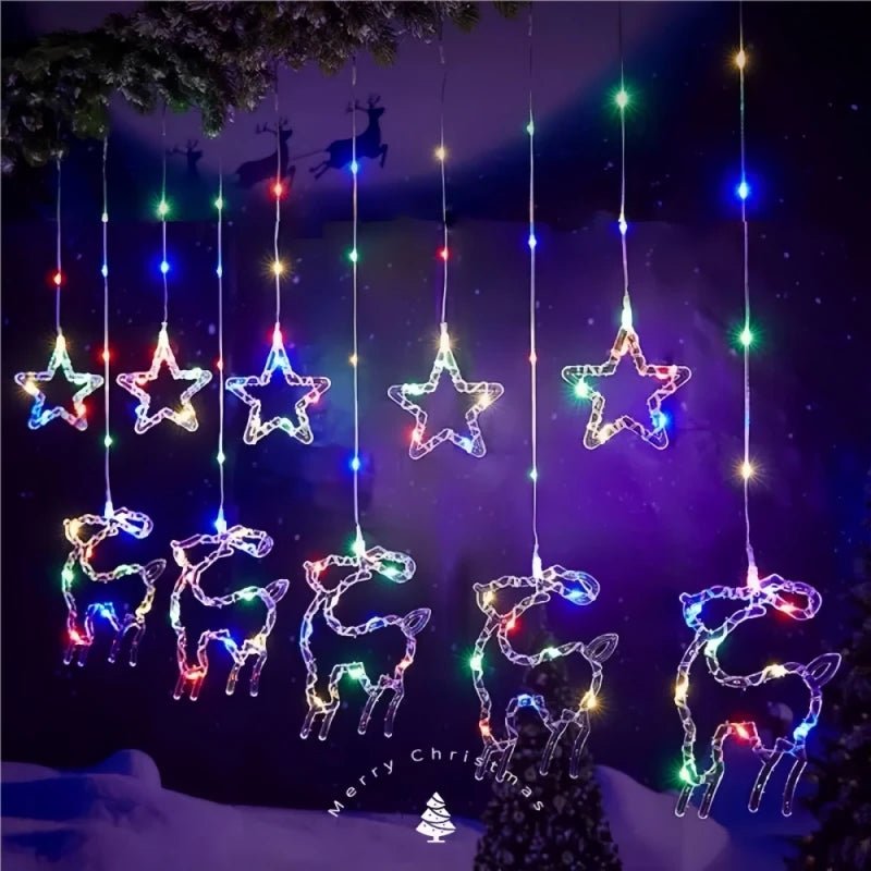 Cortina de Luzes de Natal, Luzes de Fada, 3M, Alimentação USB, Controle Remoto, 8 Modos, Decorações LED para Janelas de Casa