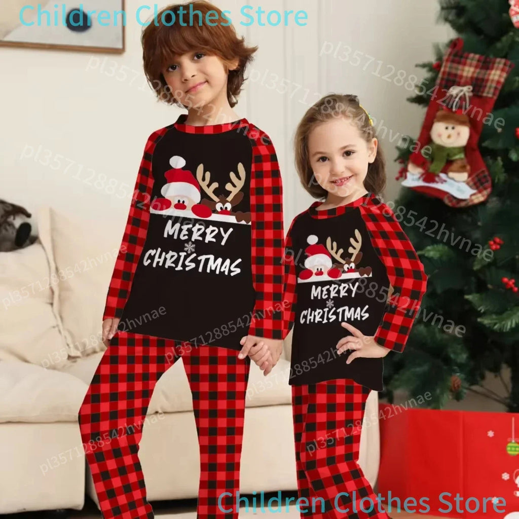 Pijamas de natal família olhar roupas papai noel impressão roupa interior feminina combinando conjunto casual solto sono roupas masculinas