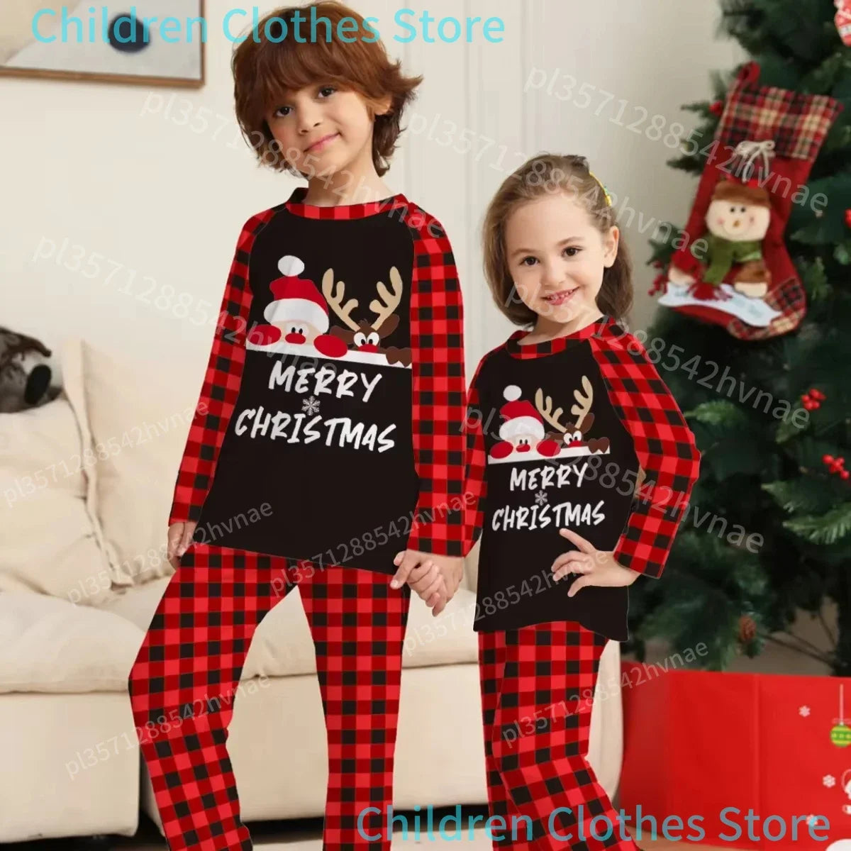 Pijamas de natal família olhar roupas papai noel impressão roupa interior feminina combinando conjunto casual solto sono roupas masculinas