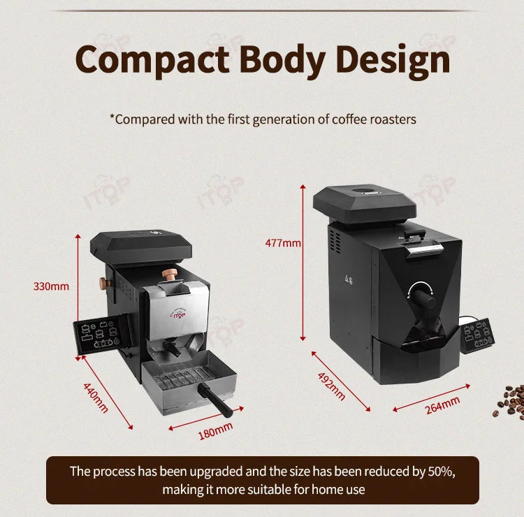 Torrador de Café ITOP com Capacidade de Torragem de 200g para Uso Doméstico, Estrutura de Tambor Patenteada e Design Inovador de Agitador CBR-3