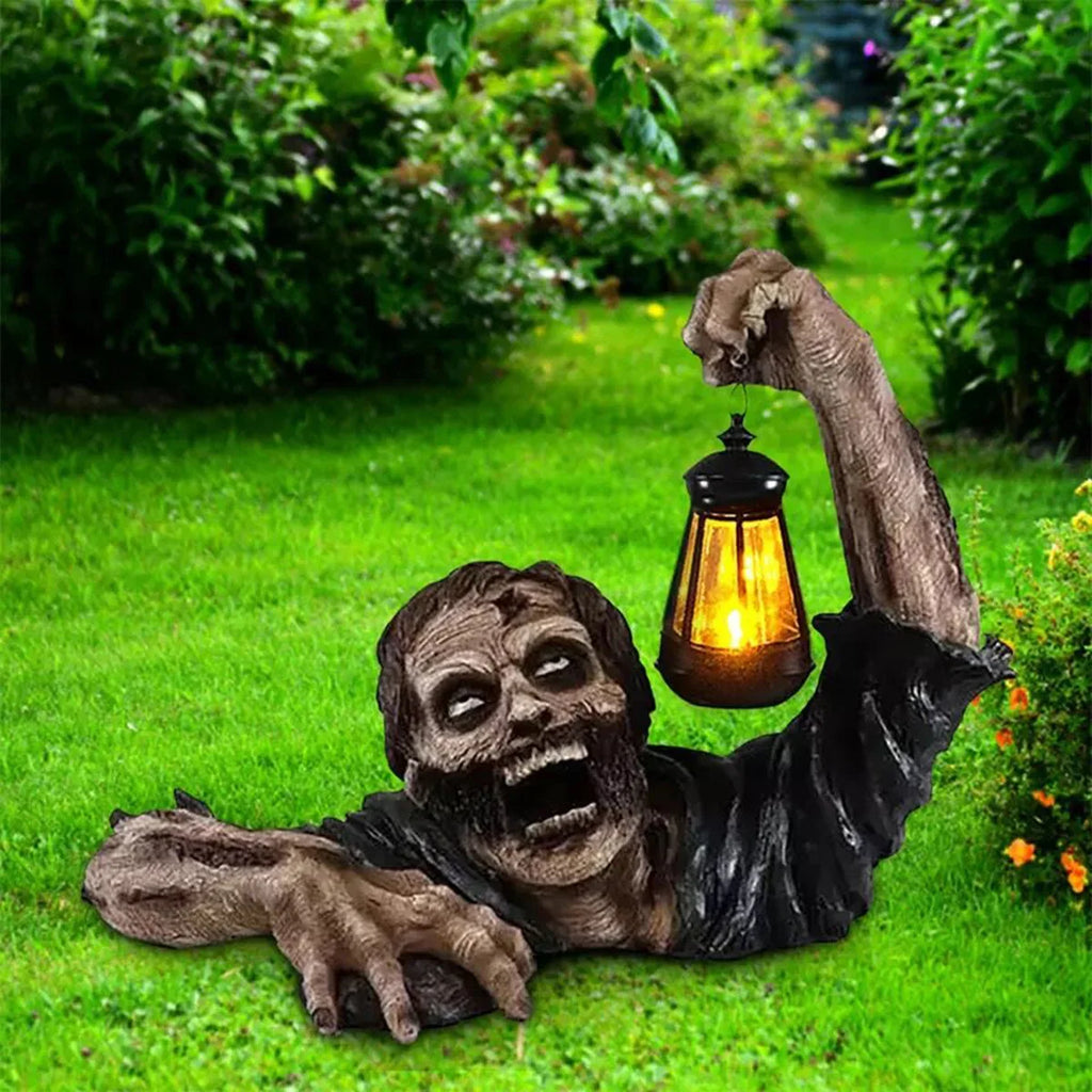 Halloween zumbi lanterna resina artesanato horror atmosfera decoração escultura interior ao ar livre pátio barra casa assombrada decoração prop