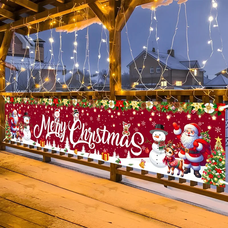 Banner de Natal para Exterior Decorações de Feliz Natal para Casa 2026 Decoração Externa Xmas Navidad Noel Natal Feliz Ano Novo 2027