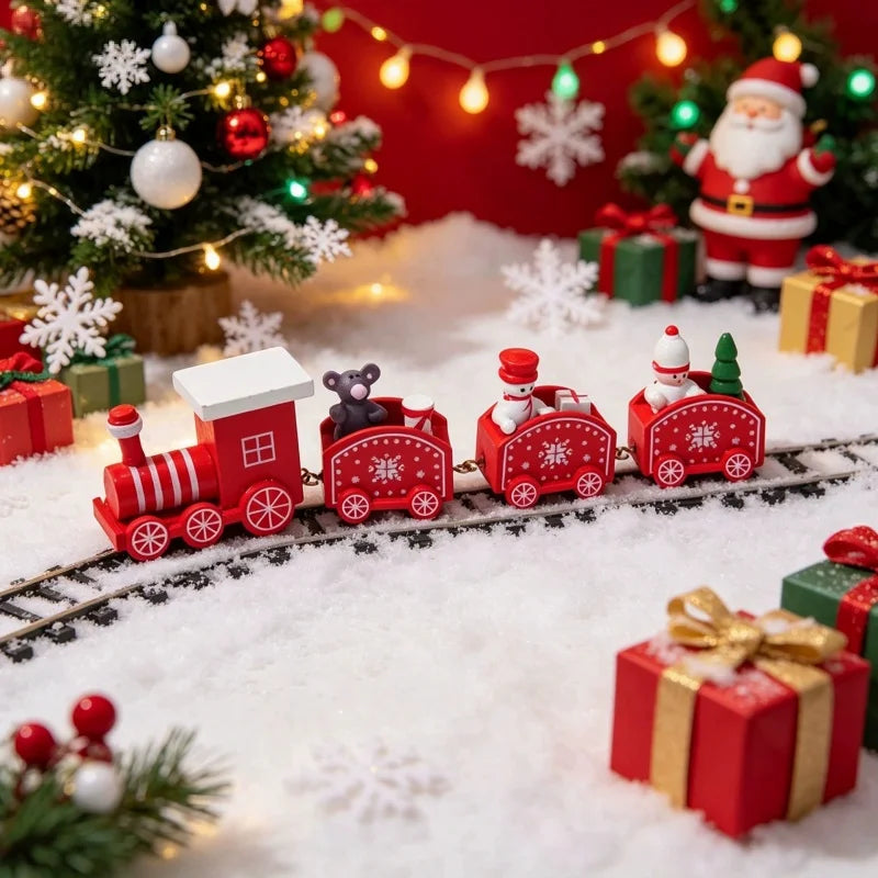 Decoração de Trem de Natal com Design Pintado Encantador, Decorações de Natal para Exibição em Mesa e Vitrine, Presentes
