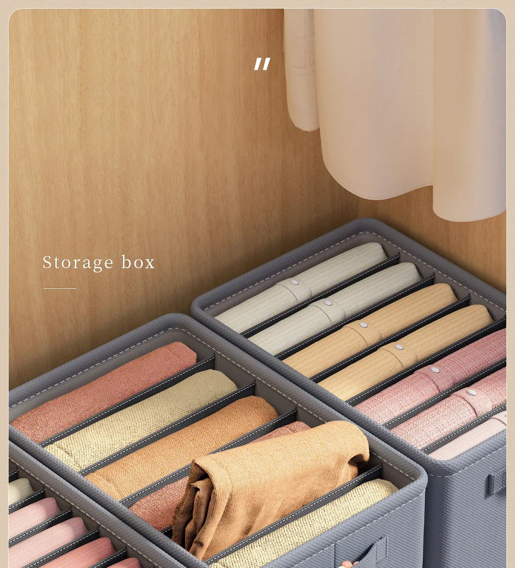 Caixa organizadora de roupa com 6/7/9 compartimentos, para guardar calças mais grossas, dobrável, com divisórias, ideal para camisolas, camisas e gavetas de armários e guarda-roupas.