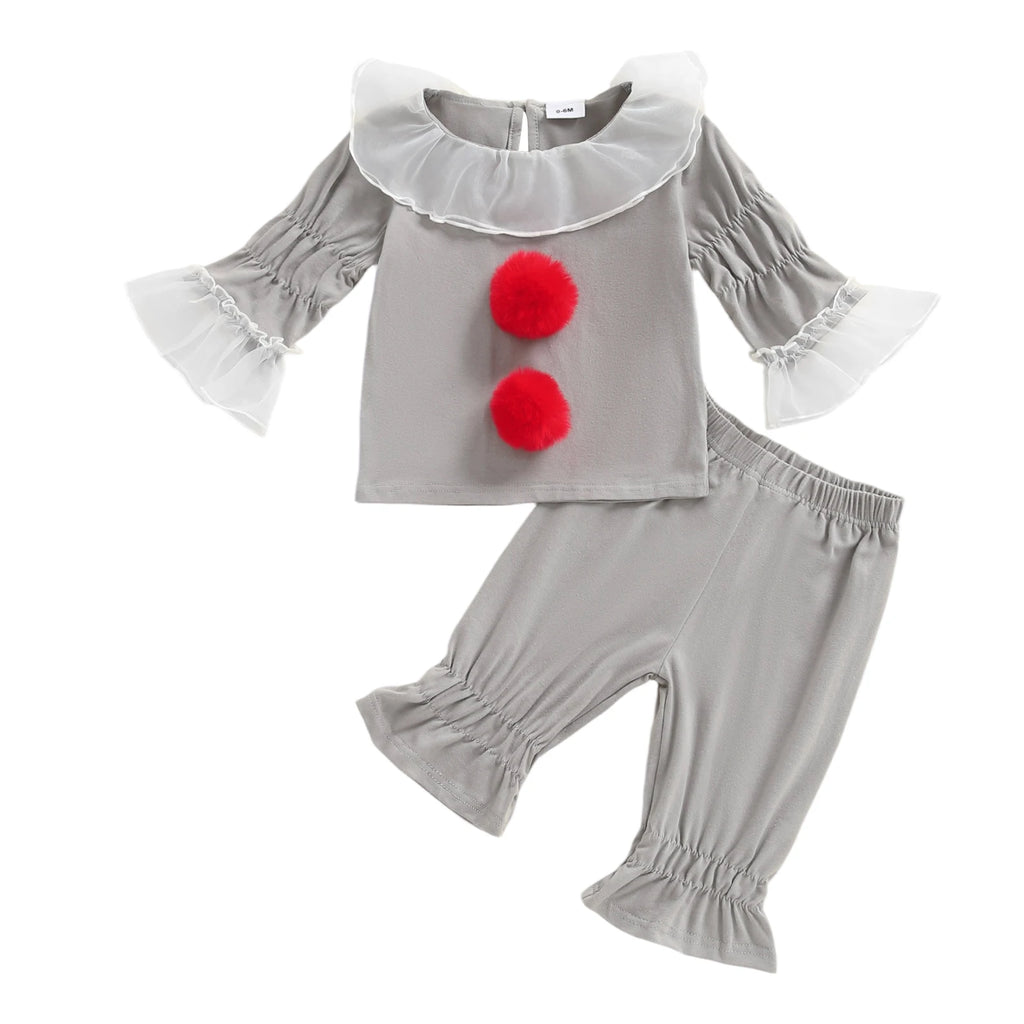 Conjunto de calças infantis Pudcoco para meninas, camiseta de manga comprida com gola redonda e calças, roupas de Halloween 0-6T