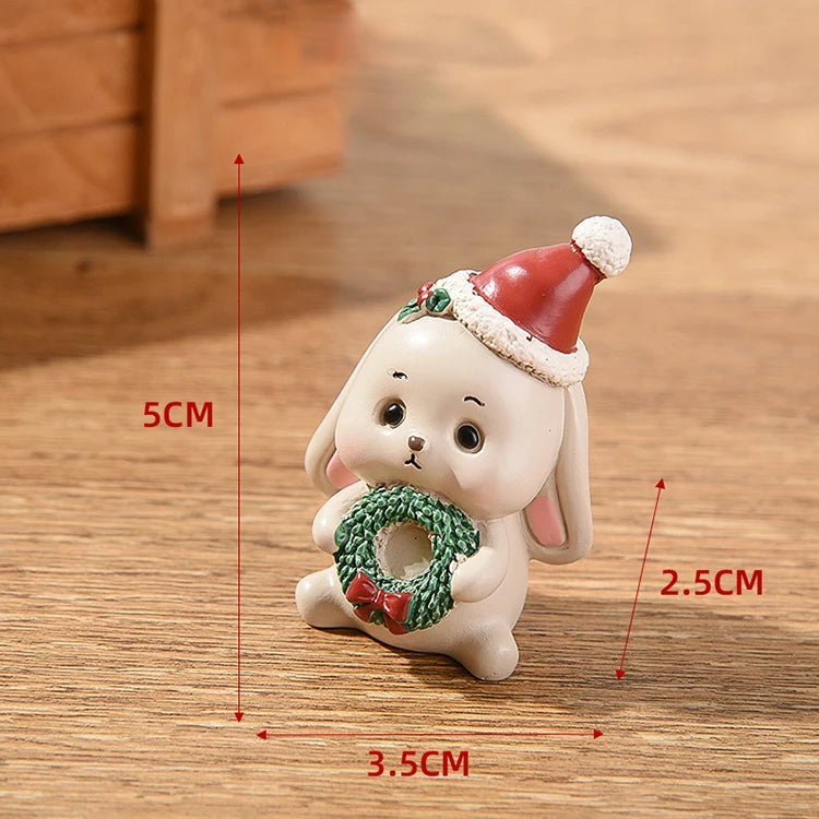 Natal resina família pequenos animais ornamentos criativo decoração para casa mini árvore de natal velho presente de natal