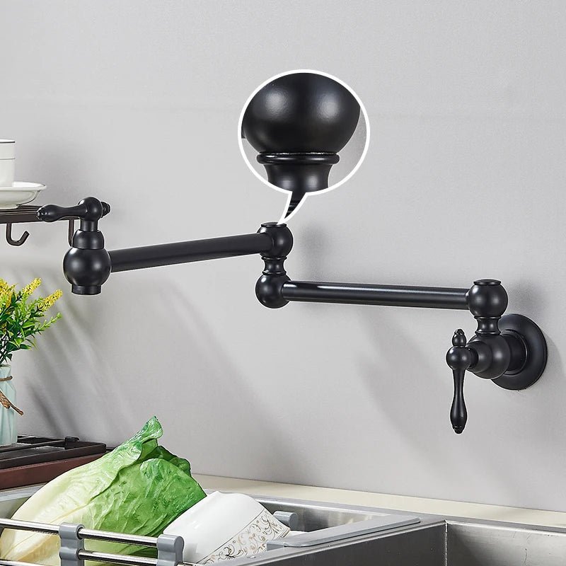 Ouro escovado dobrável pote enchimento torneira de parede torneira da cozinha única água fria girar bico dobrável para cozinha - Kasa & Pet