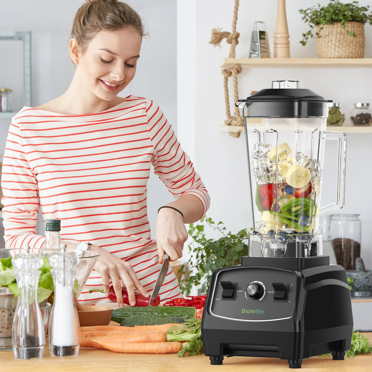 Bpa livre 3hp 2200w liquidificador de grau comercial resistente misturador espremedor processador alimentos alta potência smoothie gelo barra liquidificador frutas
