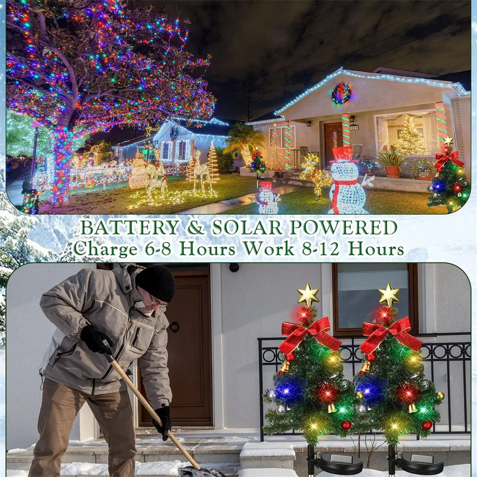 Árvore de natal luzes solares ao ar livre à prova dwaterproof água led jardim caminho gramado paisagem festivo decorativo luzes piso decoração natal