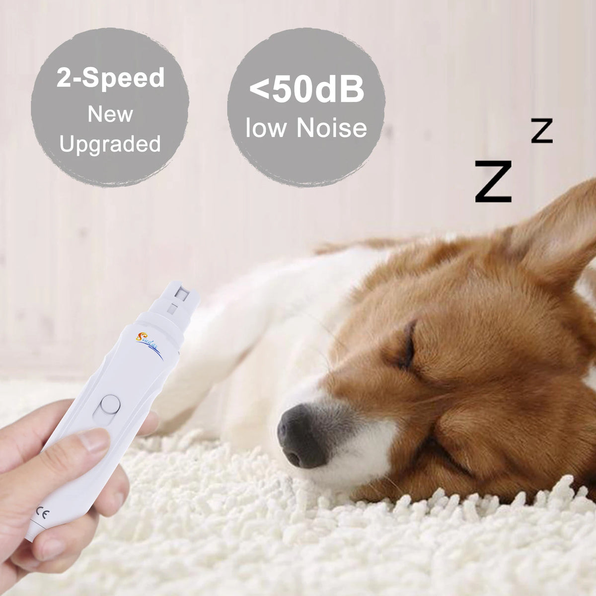Moedor de unhas para cães, recarregável por usb, elétrico, cortador de patas para animais de estimação, indolor, cuidados com pernas, silencioso, 2 velocidades, lixa de unhas para cães