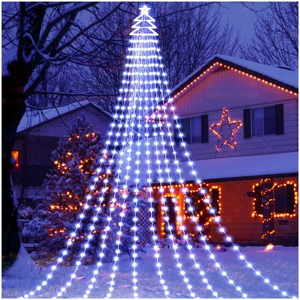 Luzes LED do ramo do Natal, ornamentos do jardim, guirlanda, lâmpadas da cachoeira, decoração exterior da casa, festa de casamento, 2m, 100Leds