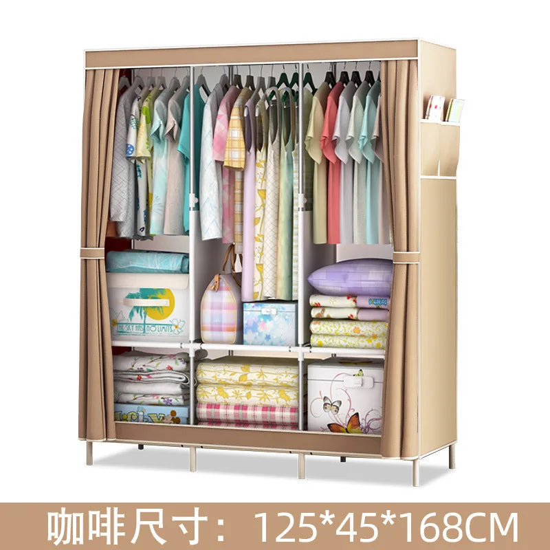 Guarda-roupa simples reforçado, armazenamento à prova de poeira, armação de aço, combinação do reforço, dormitório