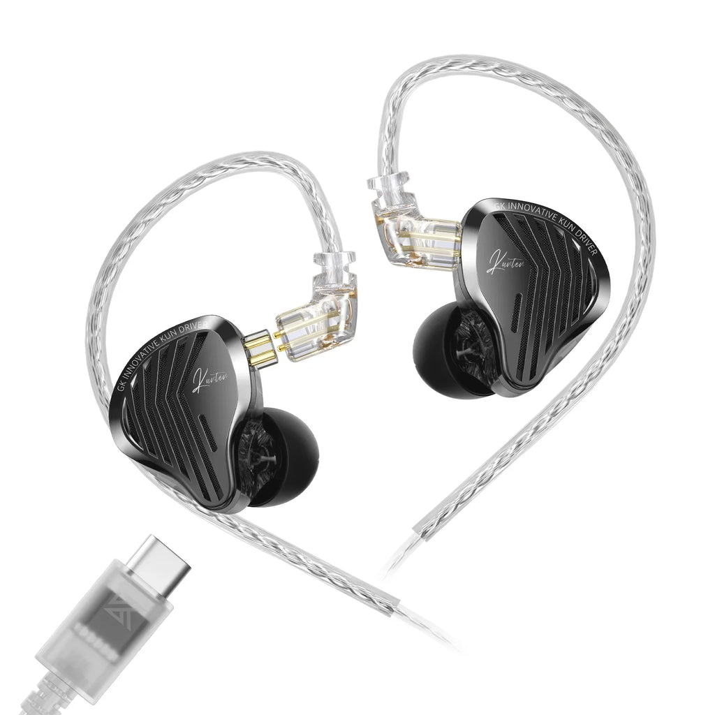 Kz Gk Kunten 1DD Dynamic Drive Earphone Hifi IEMs In Ear Earbuds 2pin Detachable Cable Metal Gamer Audiophile Headset