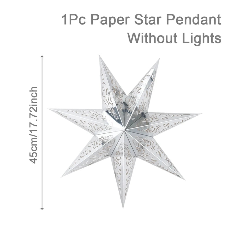 Estrela oca pendurado pingentes ramadan decoração 2024 para casa navidad natal noel presentes enfeites de natal ano novo 2024