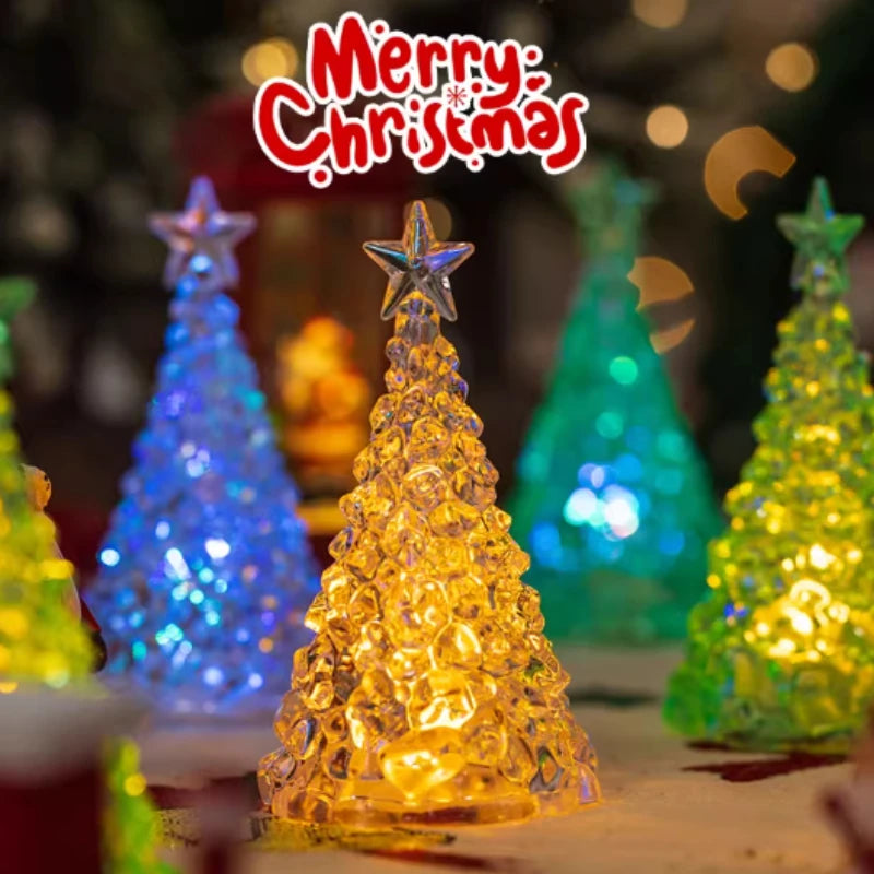 Natal 2025 atividade atmosfera arranjo enfeites de mesa árvore luminosa natal cristal transparente decoração de ano novo